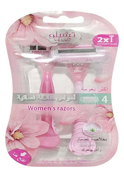 CELLO ماكينة حلاقة نسائية 4 شفرات، قطعتين، بخلاصة الصبار