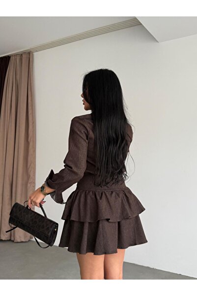 Bak'ap Premium τζιν φόρεμα με βολάν με μίνι ζώνη