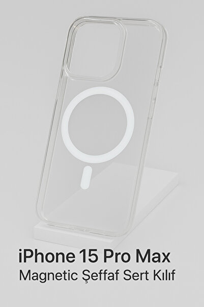 iPhone 15 pro max Uyumlu MagSafe Şeffaf Sert Kılıf ,Sararmaz, Darbeye Dayanıklı PC Malzeme