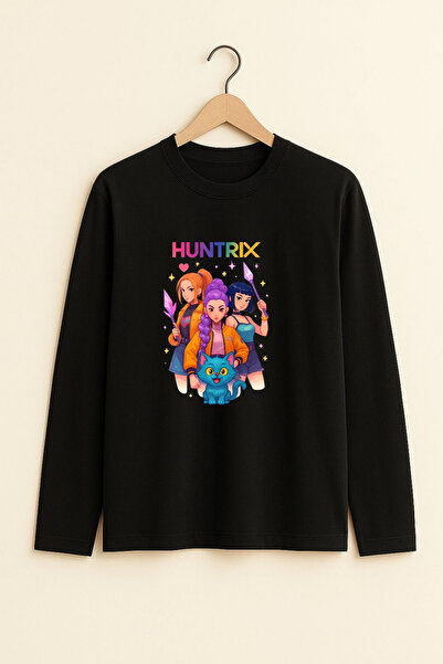 fasardi K-Pop Demon Hunters Huntrix Zoey Rumi Mira Printed Long Sleeve Girls' T-Shirt