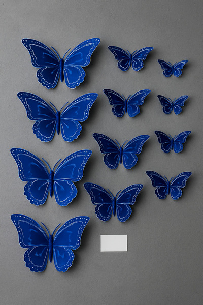 ÇINARASYADAHOME Mavi Renkli Metalik 3 Kanatlı 3D Kelebek Sticker Duvar Süsü 1...