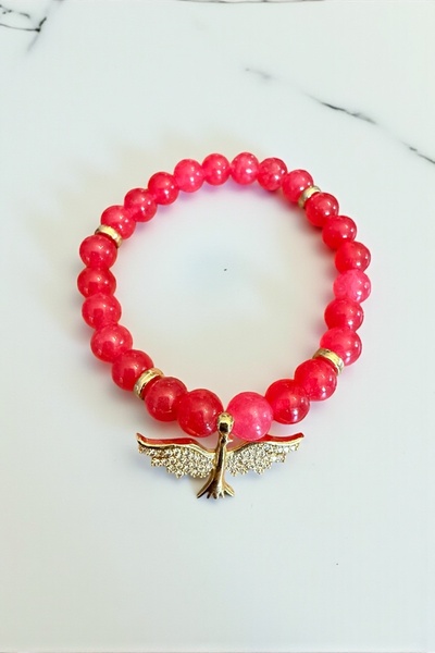 Pinty Design Red Agate Natural Stone Phoenix Detailed Bracelet