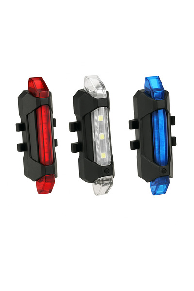 ELDRİVE 3’lü LED Bisiklet Lamba Seti – Kırmızı + Beyaz + Mavi – USB Şarjlı