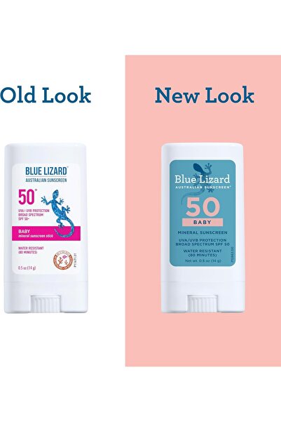 Blue Lizard Baby Mineral Sunscreen Stick with Zinc Oxide SPF 50+, Water Resistant, Unscented, 0.5 fl