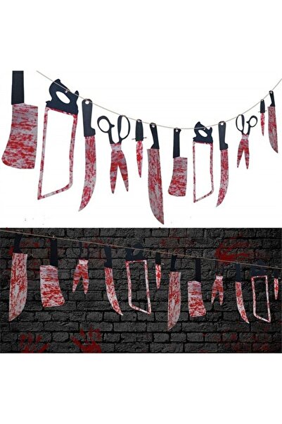 Generic لافتة سكين الدماء - دعائم الهالوين باللونين الأحمر والأسود