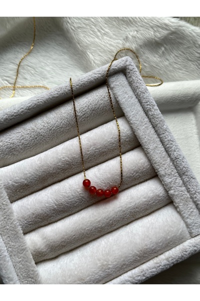 Pel Design Minimal Carnelian Stone Steel Non-Tarnish Necklace Handmade