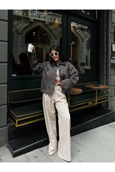 Bak'ap Premium Trend Γούνινο Μπουφάν με Καστανό Κολάρο