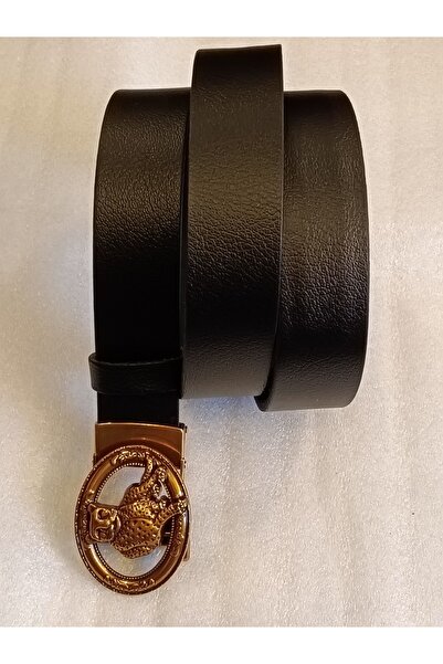 Butik Tülin حزام بإبزيم أوتوماتيكي من جلد العجل الأصلي للجنسين باللون الأسود ...