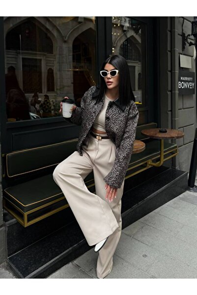 Bak'ap Premium Trend Γούνινο Μπουφάν με Καστανό Κολάρο