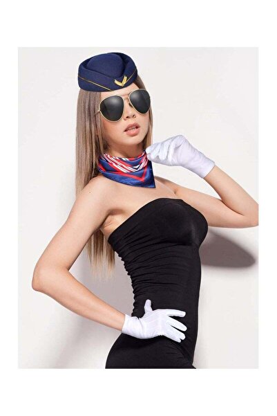 Generic 6-Piece Women's Flight Attendant Costume Accessories Set (Hat, Sunglasses, Scarf, Gloves)