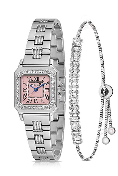 Polo Air ساعة يد نسائية كلاسيكية بأرقام رومانية مع حجر الزركون وسوار باجيت مز...