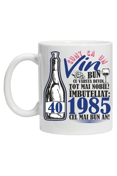 CRD PRINT Personalized mug 'A Good Wine 1985-40', CRD PRINT, 330 ml, blue/white