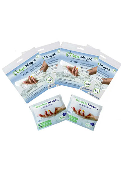 Carpa Magica Set Premium Curățenie: 4 Lavete Microfibră (Carpa Magica) + 2 Bu...
