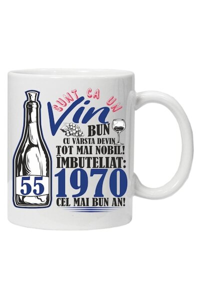 CRD PRINT Personalized mug 'A Good Wine 1970-55' - Blue design, CRD PRINT, 330 ml