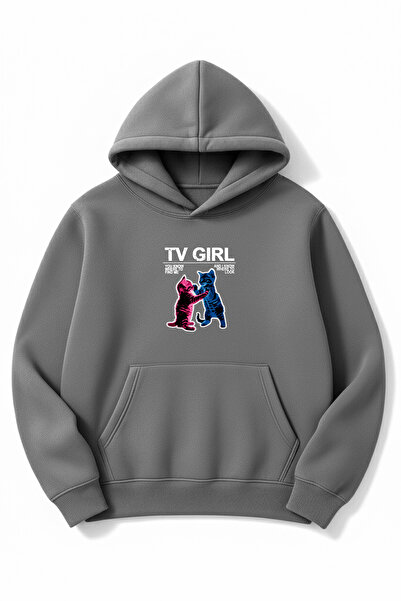 Altair Tr قصة فضفاضة سويت شيرت دومان جراي للجنسين تي في جيرل كات مطبوع بغطاء رأس