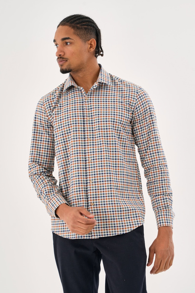 Seğmen Slim Fit Pamuklu Kareli Erkek Gömlek