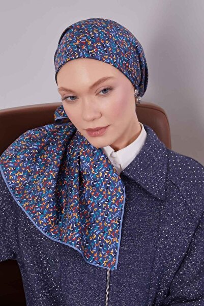 Levidor Eșarfă de mătase twill cu detaliu de litere mini albastru-0926