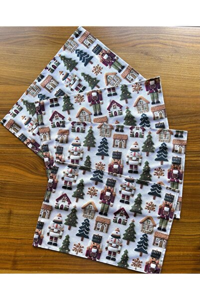 Stelo de Maro Nutcracker 3D Efektli Yılbaşı Desenli Amerikan Servis/Supla 4'l...