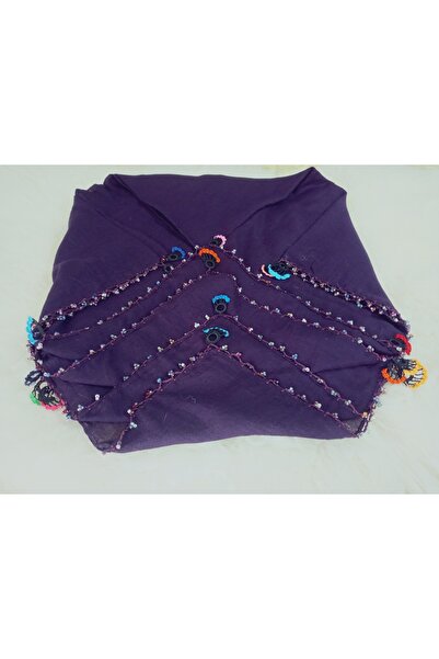 hoaryage bumbac 100% Ezgi Eșarfă cu model floral și scris croșetat cu mărgele...