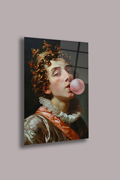 gxe.art Κλασικό πορτρέτο με τσίχλα που κραδασμένει – Μοντέρνα ποπ-άρτ γυάλινη...