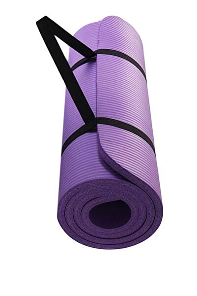 Generic حصيرة يوجا بنفسجية احترافية، حصيرة تمارين رياضية مع حزام حمل