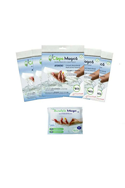 Carpa Magica Set Premium Curățenie: 5 Lavete Microfibră (Carpa Magica) + 1 Bu...