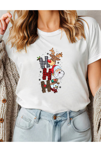 Sarah's Boutique Tricou de damă – 100% bumbac – Merry Christmas "Moşu și echipa"