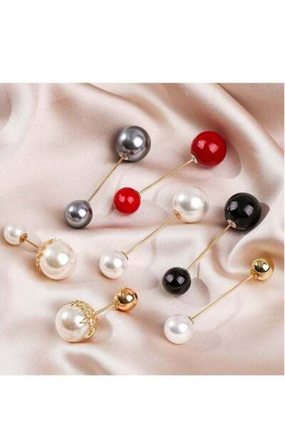 Generic Sweater Shawl Clips Set - Faux Pearl Rhinestone Brooch Pins (7 pcs)