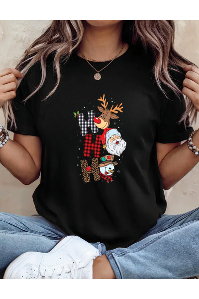 Sarah's Boutique Tricou de damă – 100% bumbac – Merry Christmas "Moşu și echipa"