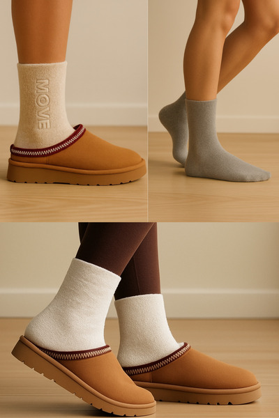 PJ & Me Ekstra Yumuşak %100 Pamuk Ters Havlu 3'Lü Kadın Bot Çorap Seti