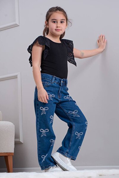 HONEYKİDSS kurdele desenli kot kız çocuk