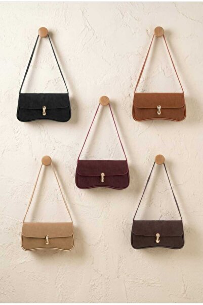 ÖZÜM TAKI Women's Suede Taba Color Shoulder and Arm Bag