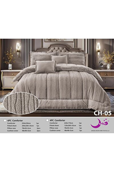 Moon Winter blanket set, single and a half size, 4 pieces, velvet on faux fur