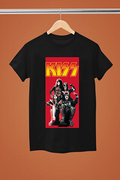 MAGORS تيشيرت روك من القطن بأكمام قصيرة وطبعة KISS