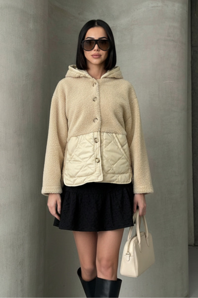 ALFUDO Moda Collection Plush hooded teddy coat