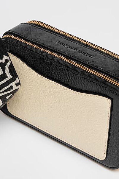 Marc Jacobs , The Snapshot Leather Crossbody Bag, Cream with Black
