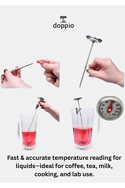 DOPPİO Pocket Test Analog Thermometer – Stainless Steel Instant Read Temperature Gauge