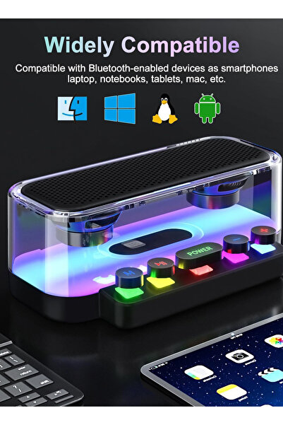 Generic Mechanical Keyboard Bluetooth Speaker with Subwoofer & Night Light