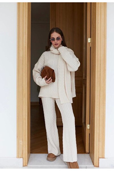 tekstilla Tekstillaa Kadın Triko Takım – Kazak ve Geniş Paça Pantolon – Kışlı...