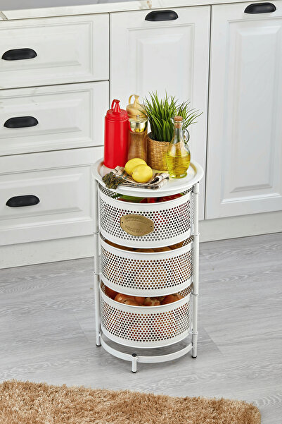 Simply Now Metal Sebzelik Meyvelik, Yuvarlak Mutfak Rafı, Çok Amaçlı Patates ...