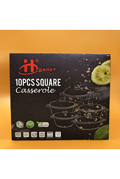 OEM HONHEY Square Casserole Pot Set with Lid – Modern and Eco-Friendly Design 10 Pieces
