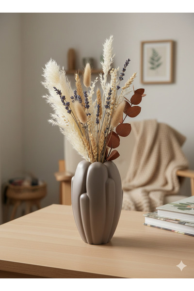 TACTIC Modern Shaped Decorative Stone Vase 16 cm – Suitable for Living Room, Office, and Tabletop Use