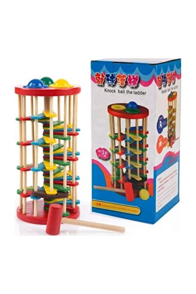 O.M.D Wooden children's game, Montessori style, with balls and hammer