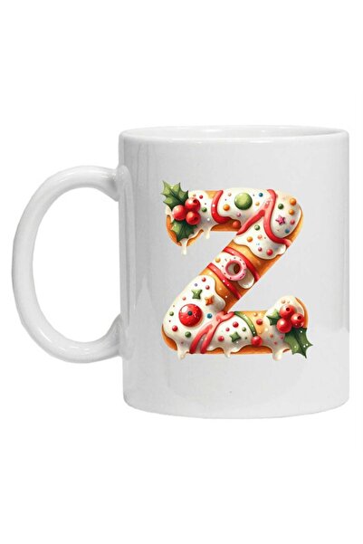 CRD PRINT Personalized winter print mug, initial letter Z, White, Ceramic, 330 ml -