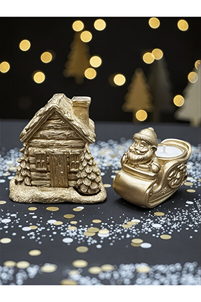 magnocandles Новогодишна декоративна златна зимна къща и декоративен ароматен...