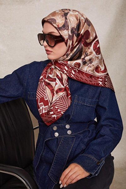 Levidor Μεταξωτό μαντήλι με κόκκινο σχέδιο-0918