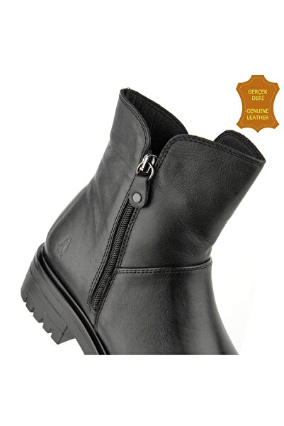 Hush Puppies Eretria 725029 Gerçek Deri, Anatomik, Kadın Bot Siyah