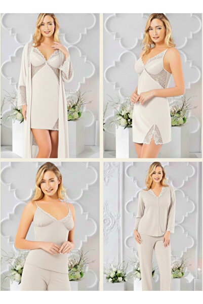 MİSS AYZA İÇTEN GELEN ŞIKLIK ΣΕΤ ΚΟΝΤΟ ΝΥΧΤΕΡΙΝΟ ΚΑΙ ΦΟΡΕΜΑ ΜΕ ΧΑΛΑΚΙ 6 ΤΕΜΑΧΙΩΝ