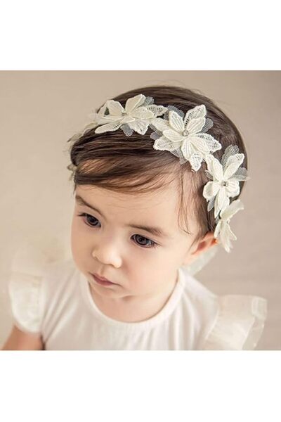 Generic Bow Knot Headband for Little Girls - Soft Lace Baby Headband (Style 1)