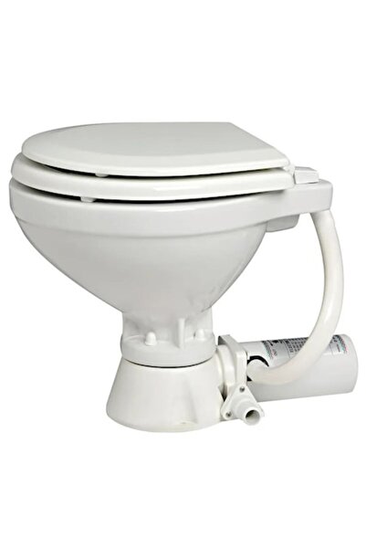 TNG Outdoor Toaletă electrică compactă de 12 V cu pompă autoamorsantă din bronz și macerator integrat